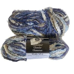 Loops & Threads Glamorous Yarn #6 Bulky 2 Skeins  Blue Sky Yarn 975 New